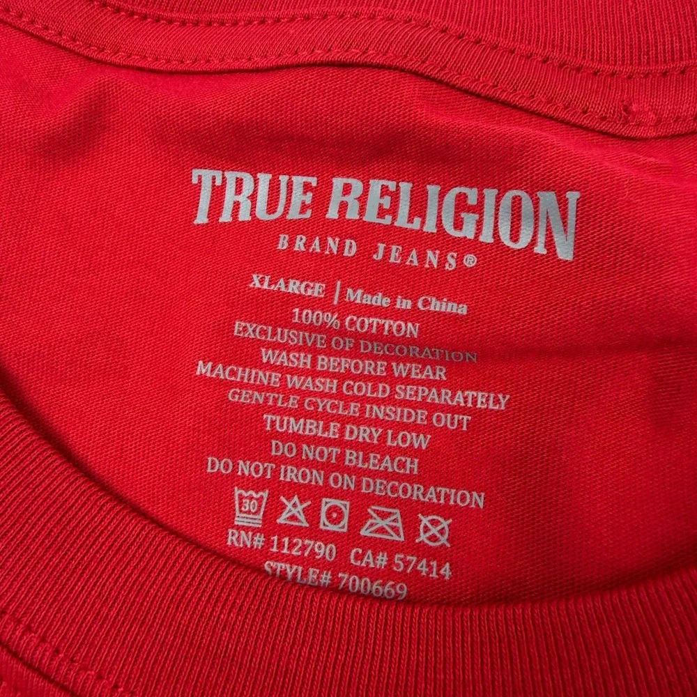 True Religion Mens Red Bubble Warp Emb Tee Buddha Brand Shirt XL‎ 700669 NWT